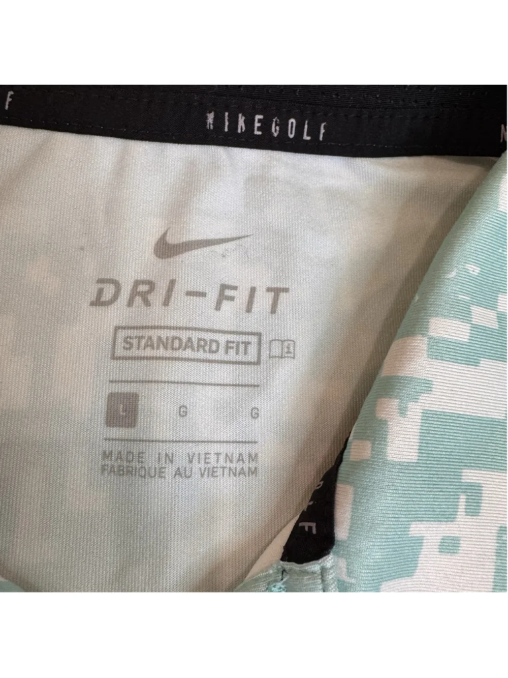 Nike Dri-Fit Vapor Golf Polo Shirt Size:L Light Teal Digital Camouflage Men